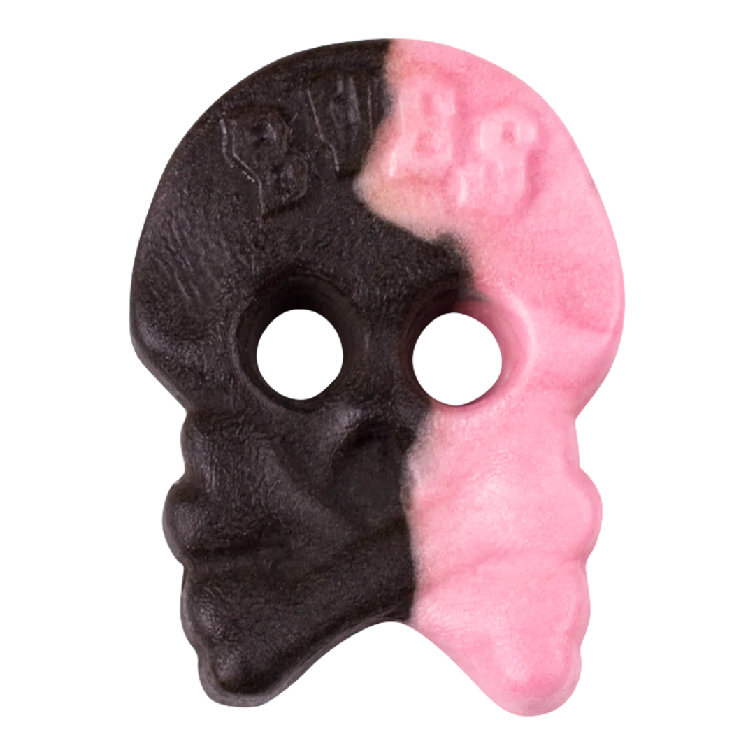 Bubs Foamy Raspberry Licorice Skulls