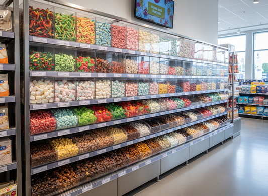 Swedish candy on a candy wall