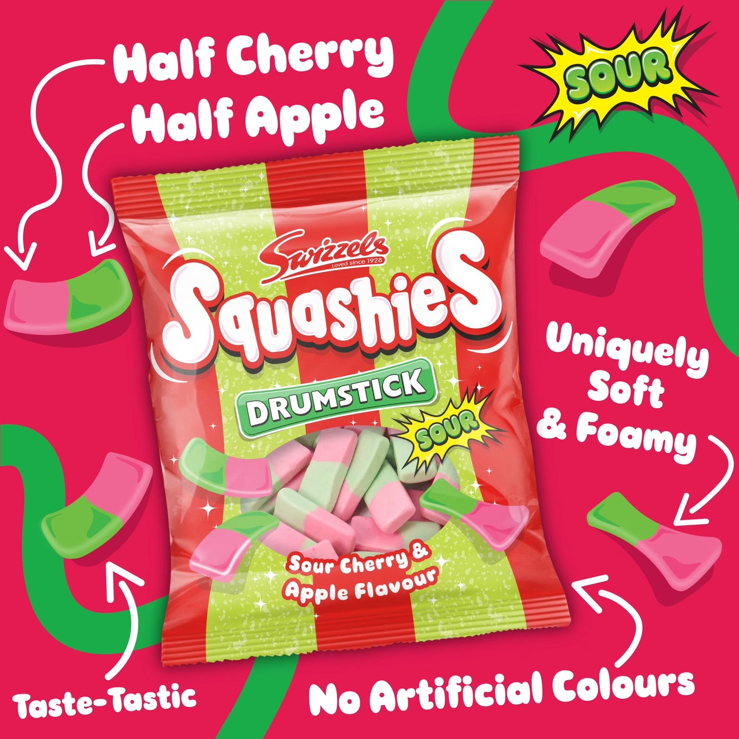 Squashies Sour Cherry & Apple 12x140g