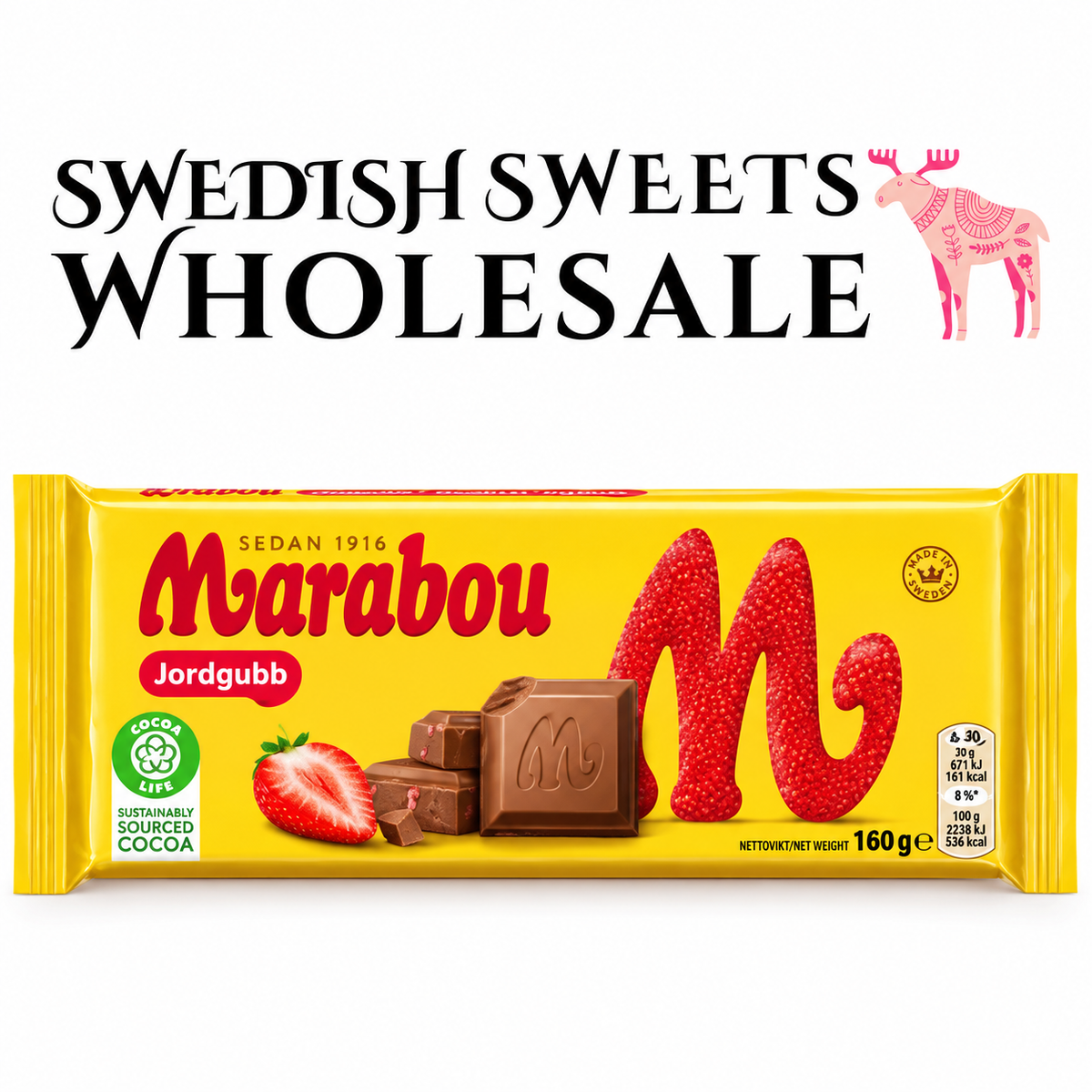Marabou Strawberry 160g x 15 — Swedish Sweets Wholesale